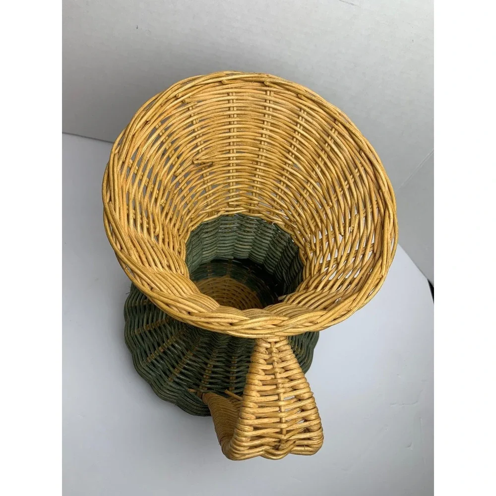 Vintage Cottagecore Wicker Pitcher Basket Boho Decorative Vase‎ 9
